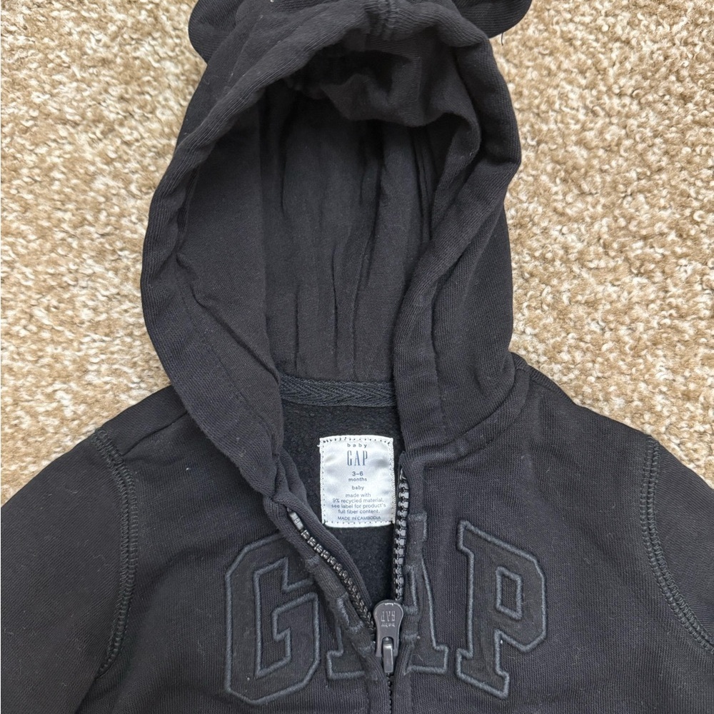 Baby GAP Black Bear Ears Hoodie Sweatshirt - Picture 2 of 2